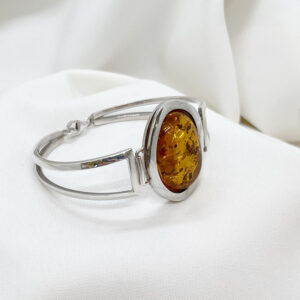 Bransoleta z koniakowym bursztynem, srebro 925