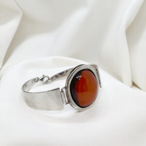 Bransoleta srebro 925 z bursztynem koniakowym