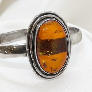 Bransoleta srebrna 925 z bursztynem koniakowym