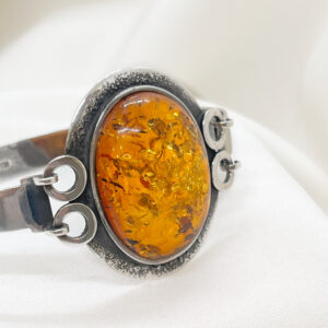 Bransoleta srebrna 925 z bursztynem koniakowym