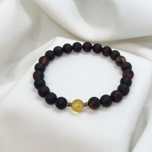 Bransoletka z matowego ciemnego i miodowego bursztynu