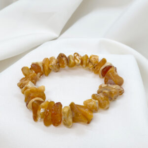Bransoletka z bursztynu mleczno‑miodowego w surowym stylu